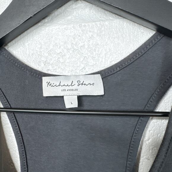 Michael Stars Tie‎ Dye Midi Tank Dress Gray White Ruched Size Large - Picture 4 of 8